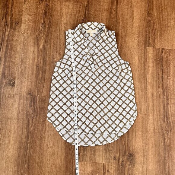 Michael Kors Chain Print Preppy Sleeveless Button Down Blouse Sz XS - Picture 5 of 11